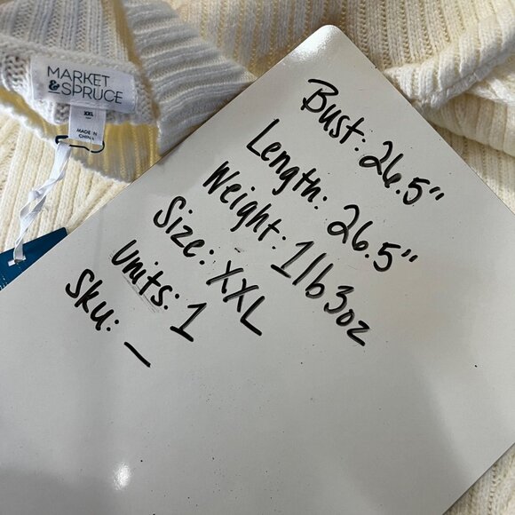 Market & Spruce Shaker Mock Neck Sweater Ivory Cream Size XXL NWT - Picture 11 of 11